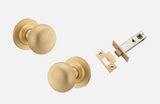 Iver Cambridge Door Knob 0252 Round Rose Brushed Brass - Passage kit ,privacy kit & Entrance Kit (Dual Function 5 pin and Key Thumb 6 Pin)