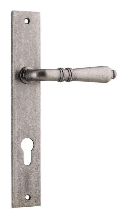 Iver Sarlat  Door Lever Rectangular Latch Pair, Passage Kit, Privacy Kit , Entrance Kit with High Security Lock - Distressed Nickel