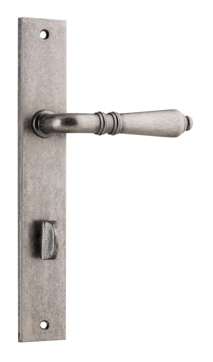 Iver Sarlat  Door Lever Rectangular Latch Pair, Passage Kit, Privacy Kit , Entrance Kit with High Security Lock - Distressed Nickel
