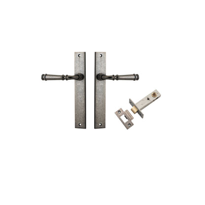Iver Verona Door Lever Rectangular Latch Pair, Passage Kit, Privacy Kit , Entrance Kit with High Security Lock - Distressed Nickel