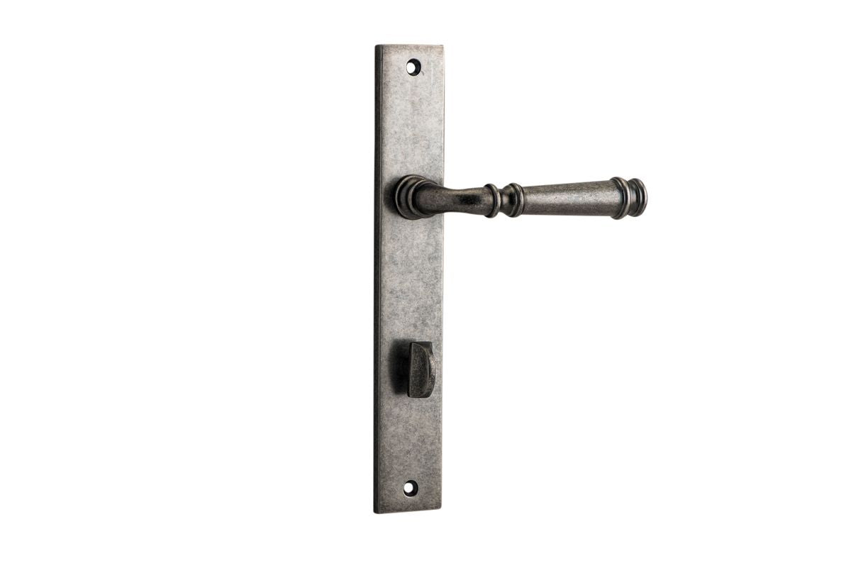 Iver Verona Door Lever Rectangular Latch Pair, Passage Kit, Privacy Kit , Entrance Kit with High Security Lock - Distressed Nickel