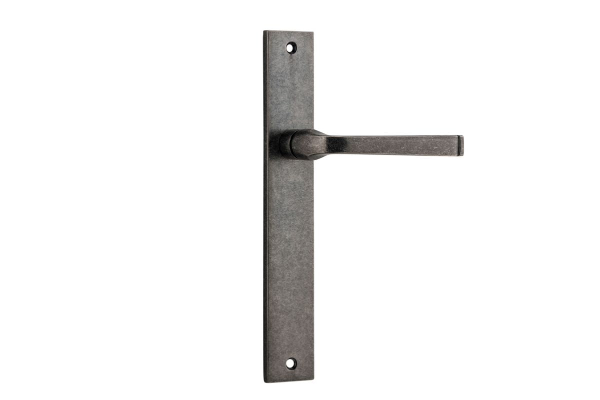 Iver Annecy Door Lever Rectangular Latch Pair, Passage Kit, Privacy Kit , Entrance Kit with High Security Lock -Distressed Nickel