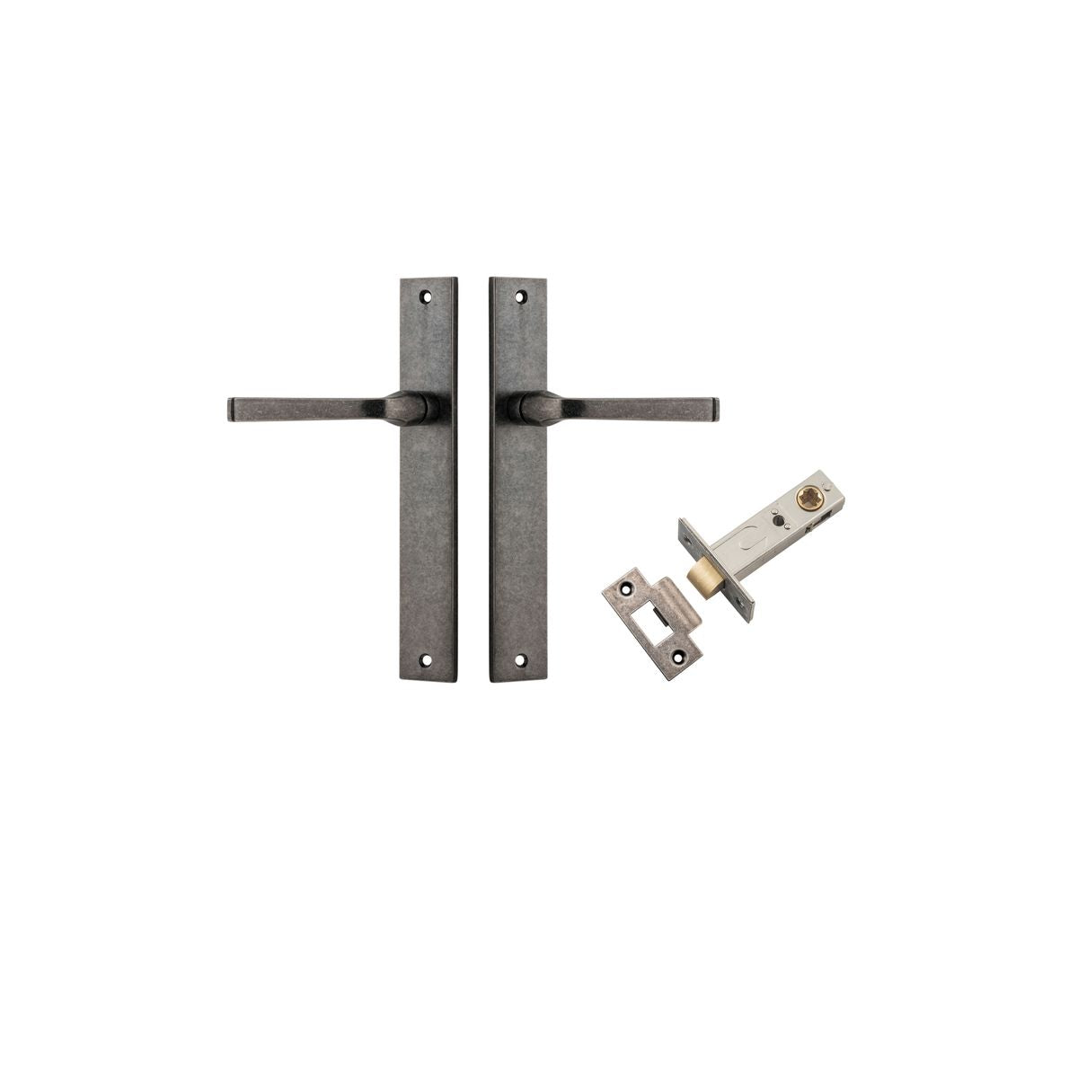 Iver Annecy Door Lever Rectangular Latch Pair, Passage Kit, Privacy Kit , Entrance Kit with High Security Lock -Distressed Nickel