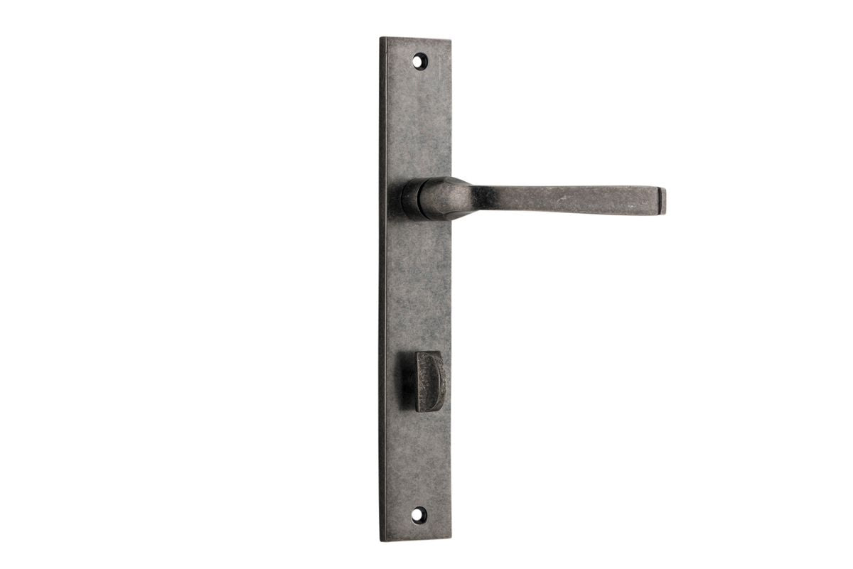 Iver Annecy Door Lever Rectangular Latch Pair, Passage Kit, Privacy Kit , Entrance Kit with High Security Lock -Distressed Nickel