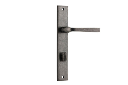 Iver Annecy Door Lever Rectangular Latch Pair, Passage Kit, Privacy Kit , Entrance Kit with High Security Lock -Distressed Nickel