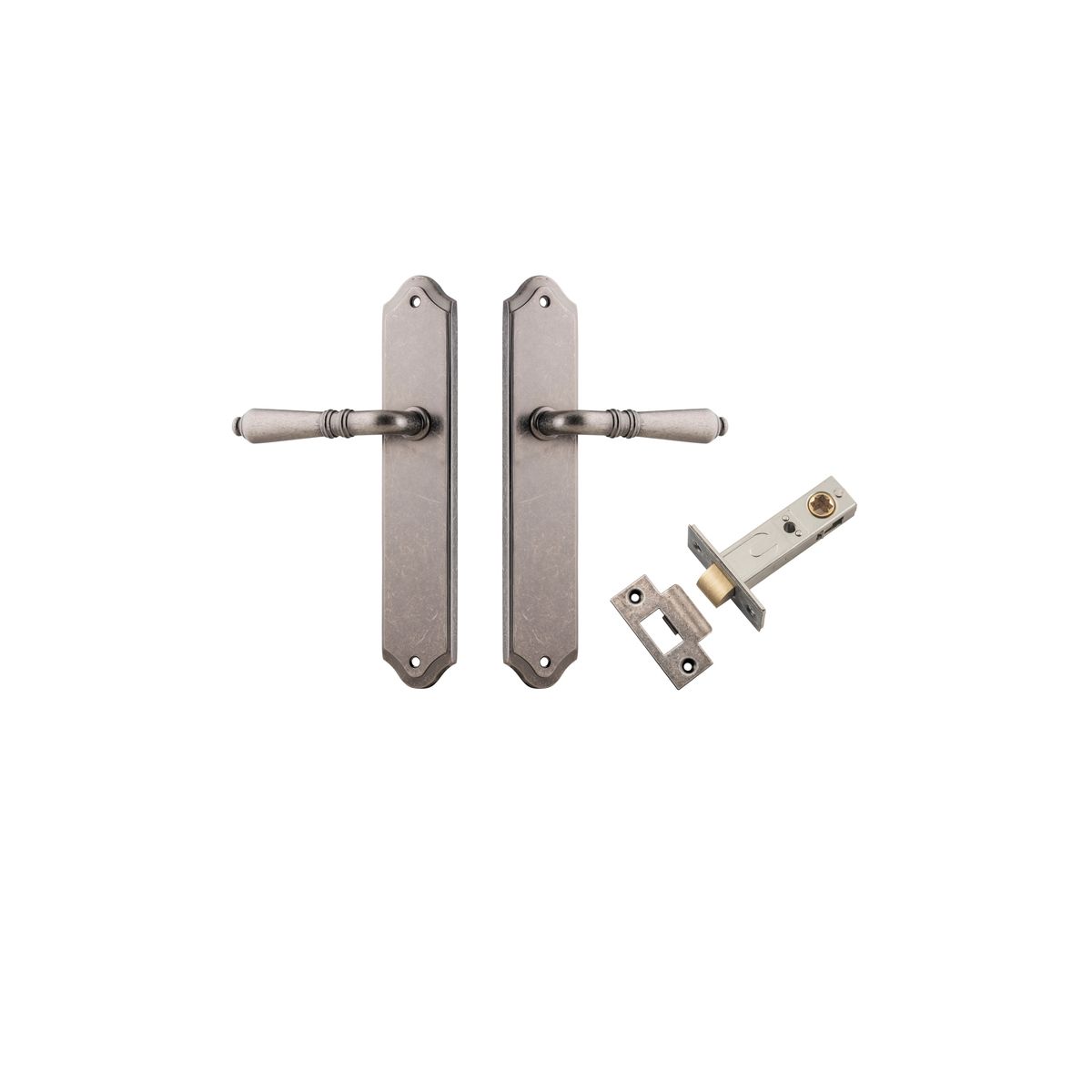 Iver Sarlat  Door Lever Oval Latch Pair, Passage Kit, Privacy Kit , Entrance Kit with High Security Lock - Distressed Nickel