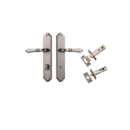 Iver Sarlat  Door Lever Oval Latch Pair, Passage Kit, Privacy Kit , Entrance Kit with High Security Lock - Distressed Nickel