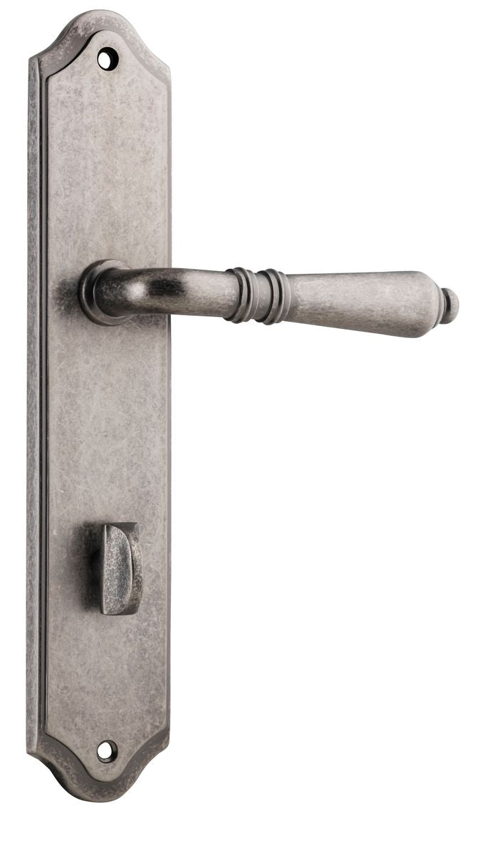 Iver Sarlat  Door Lever Oval Latch Pair, Passage Kit, Privacy Kit , Entrance Kit with High Security Lock - Distressed Nickel
