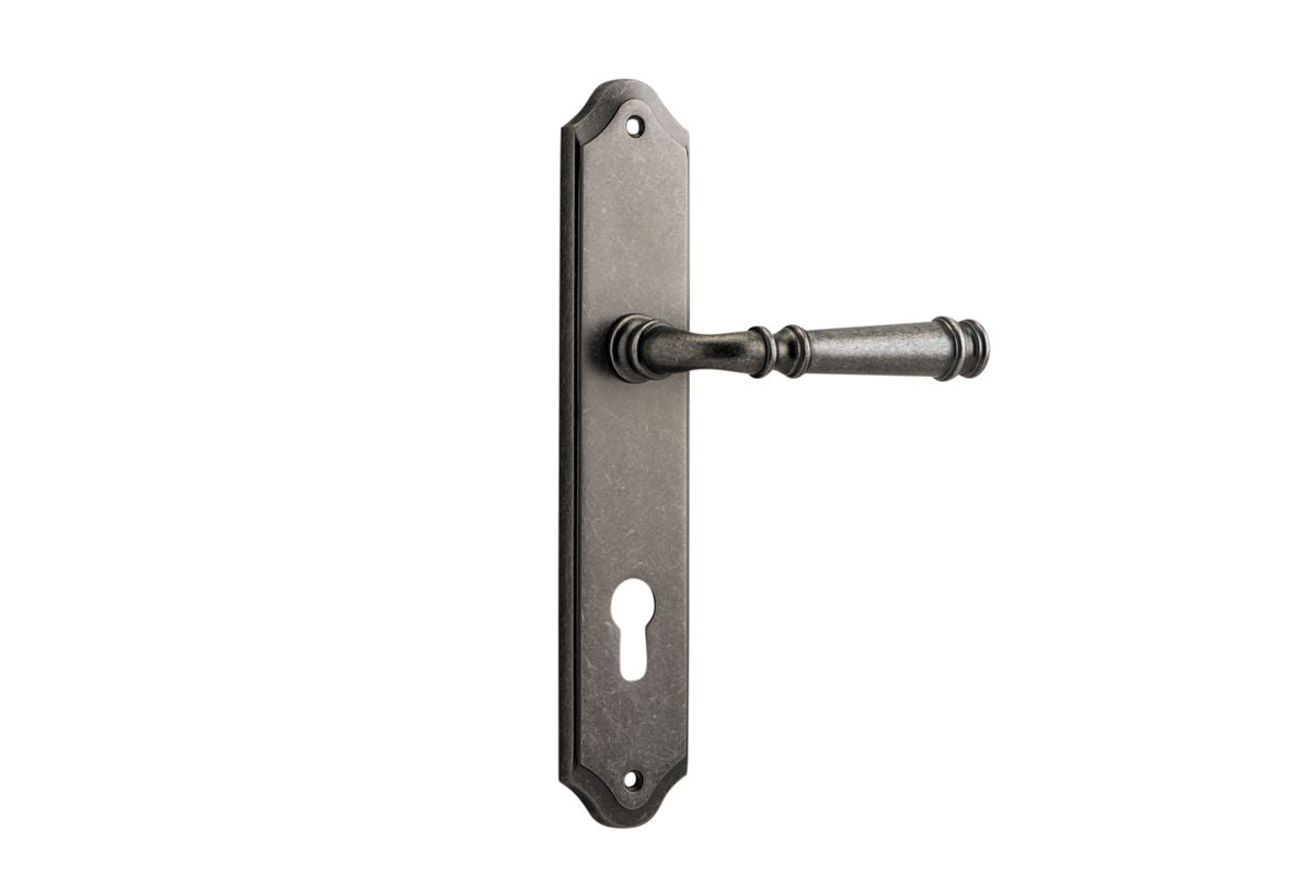 Iver Verona Door Lever Shouldered Latch Pair, Passage Kit, Privacy Kit , Entrance Kit with High Security Lock- Distressed Nickel