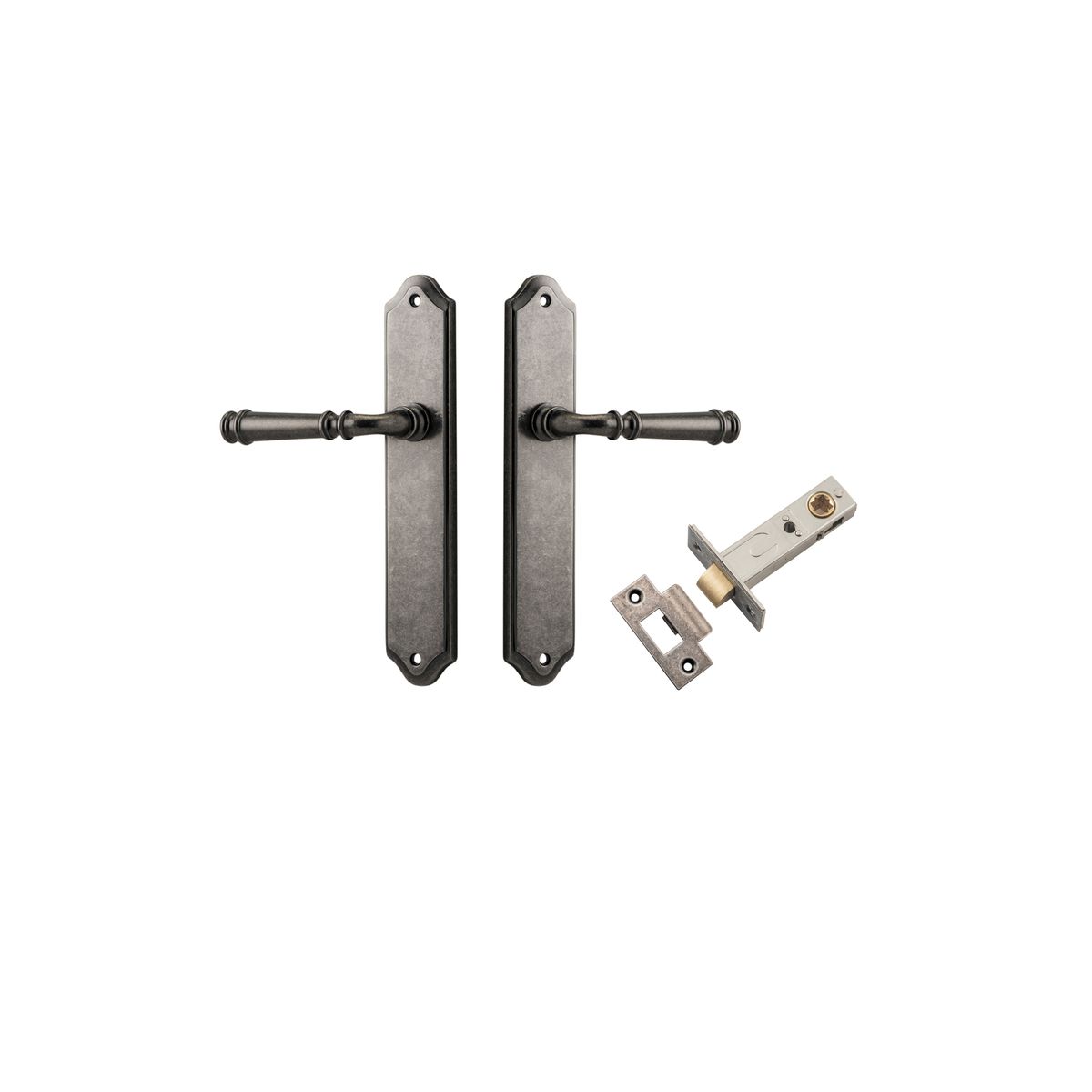 Iver Verona Door Lever Shouldered Latch Pair, Passage Kit, Privacy Kit , Entrance Kit with High Security Lock- Distressed Nickel