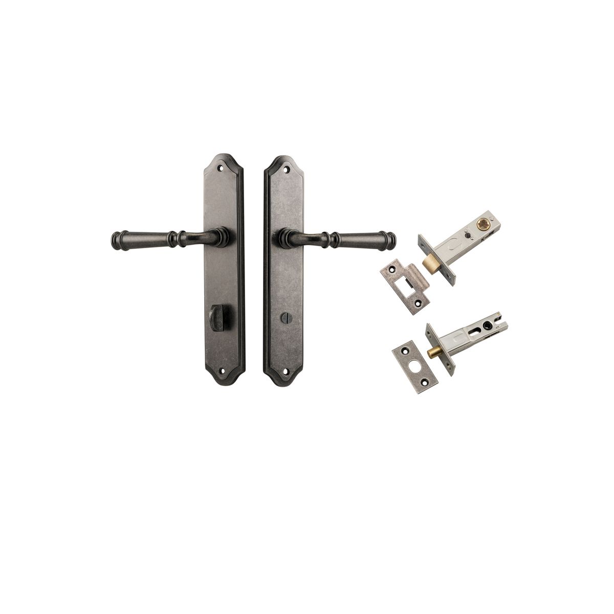 Iver Verona Door Lever Shouldered Latch Pair, Passage Kit, Privacy Kit , Entrance Kit with High Security Lock- Distressed Nickel