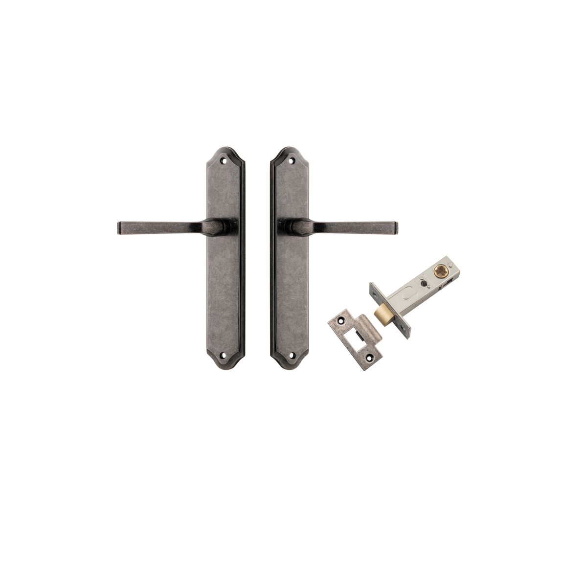 Iver Annecy Door Lever Shouldered Latch Pair, Passage Kit, Privacy Kit , Entrance Kit with High Security Lock -Distressed Nickel