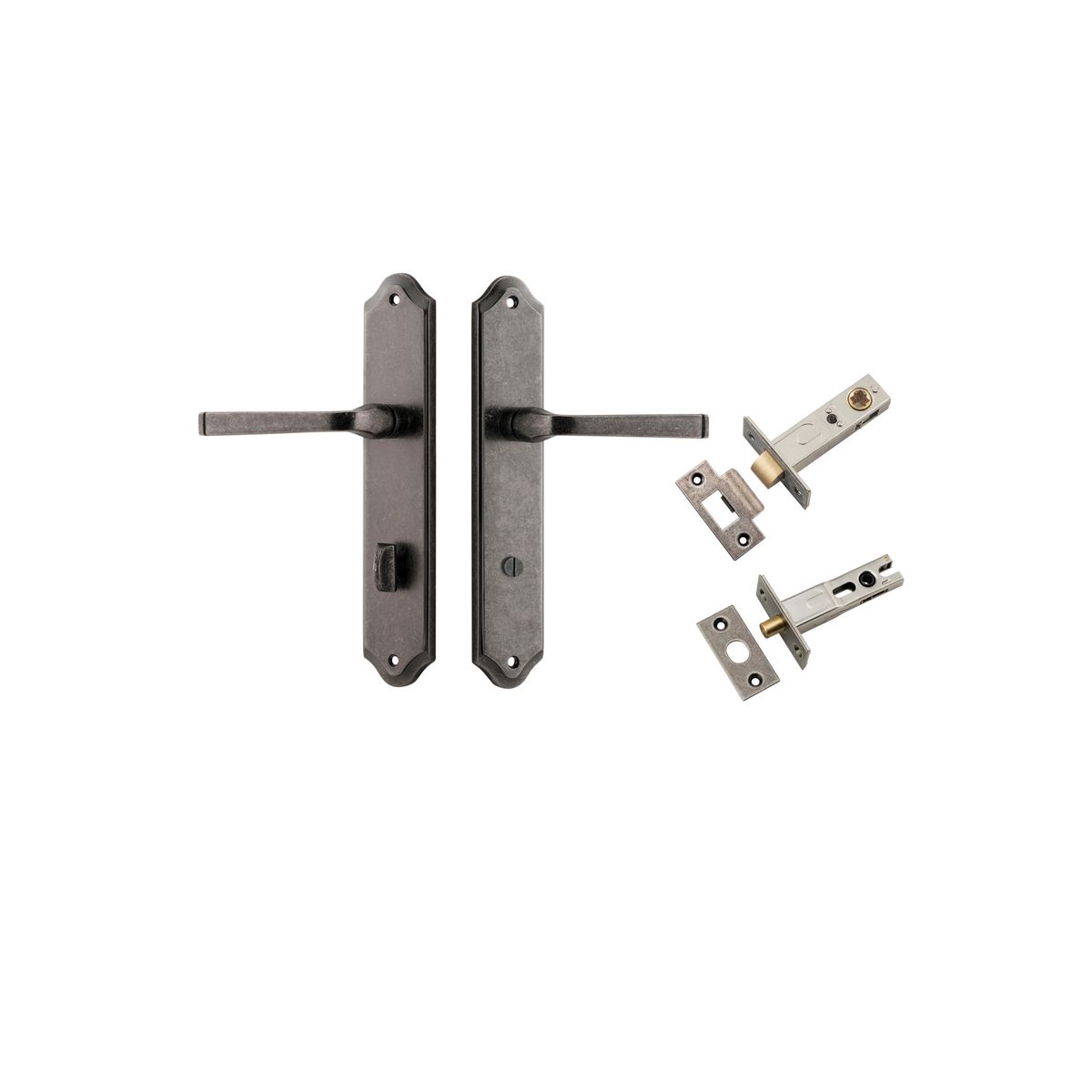 Iver Annecy Door Lever Shouldered Latch Pair, Passage Kit, Privacy Kit , Entrance Kit with High Security Lock -Distressed Nickel