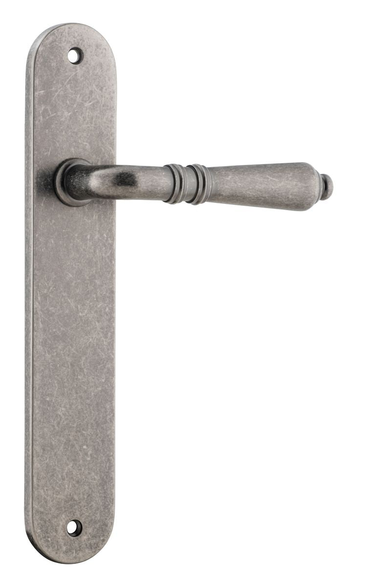 Iver Sarlat  Door Lever Oval Latch Pair, Passage Kit, Privacy Kit , Entrance Kit with High Security Lock - Distressed Nickel