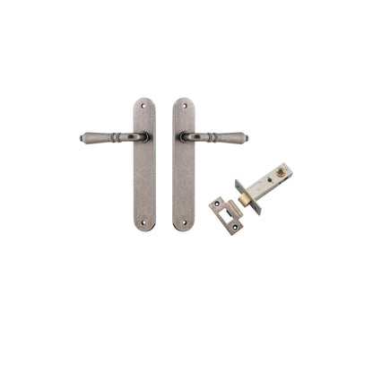 Iver Sarlat  Door Lever Oval Latch Pair, Passage Kit, Privacy Kit , Entrance Kit with High Security Lock - Distressed Nickel
