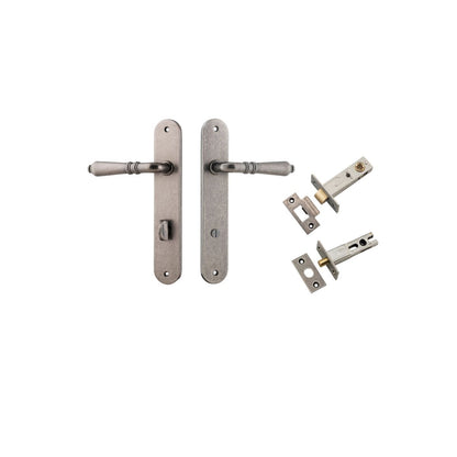 Iver Sarlat  Door Lever Oval Latch Pair, Passage Kit, Privacy Kit , Entrance Kit with High Security Lock - Distressed Nickel