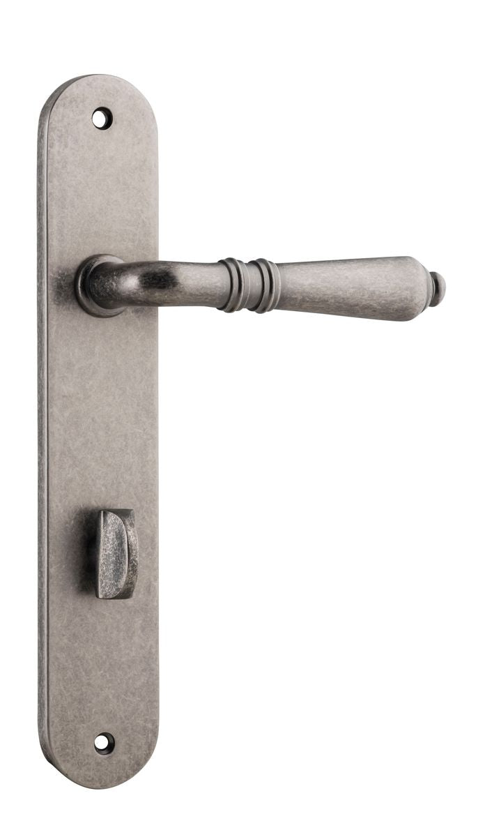Iver Sarlat  Door Lever Oval Latch Pair, Passage Kit, Privacy Kit , Entrance Kit with High Security Lock - Distressed Nickel
