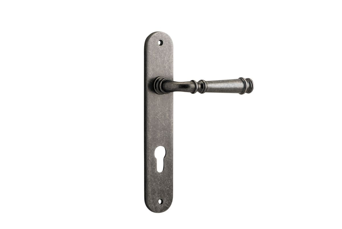 Iver Verona Door Lever Oval Latch Pair, Passage Kit, Privacy Kit , Entrance Kit with High Security Lock -Distressed Nickel