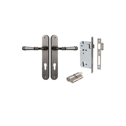 Iver Verona Door Lever Oval Latch Pair, Passage Kit, Privacy Kit , Entrance Kit with High Security Lock -Distressed Nickel