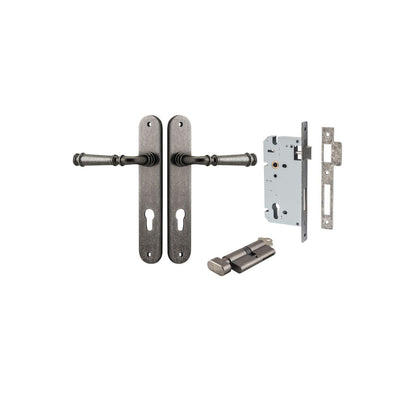Iver Verona Door Lever Oval Latch Pair, Passage Kit, Privacy Kit , Entrance Kit with High Security Lock -Distressed Nickel