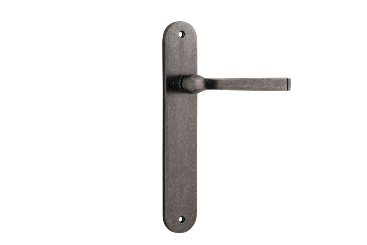 Iver Annecy Door Lever Oval Latch Pair, Passage Kit, Privacy Kit , Entrance Kit with High Security Lock - Distressed Nickel