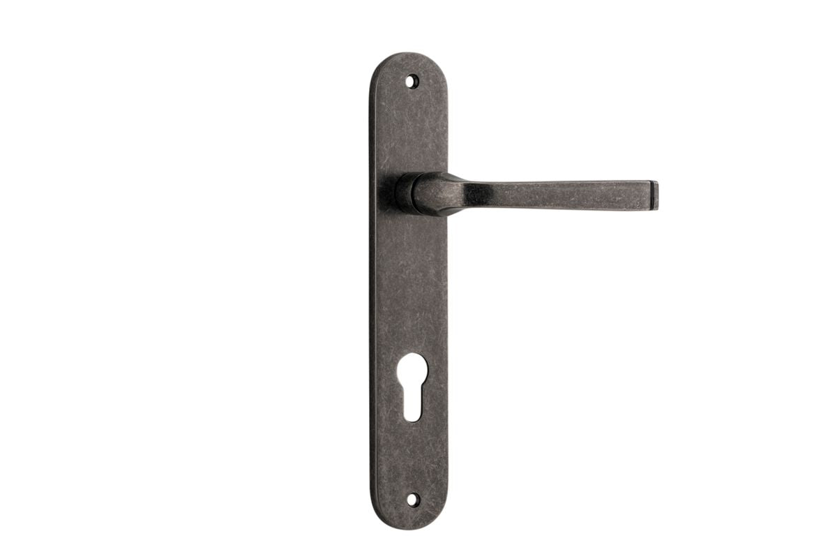 Iver Annecy Door Lever Oval Latch Pair, Passage Kit, Privacy Kit , Entrance Kit with High Security Lock - Distressed Nickel