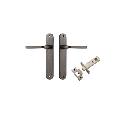Iver Annecy Door Lever Oval Latch Pair, Passage Kit, Privacy Kit , Entrance Kit with High Security Lock - Distressed Nickel