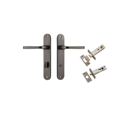 Iver Annecy Door Lever Oval Latch Pair, Passage Kit, Privacy Kit , Entrance Kit with High Security Lock - Distressed Nickel