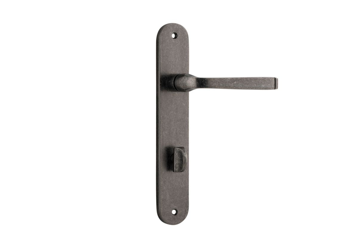 Iver Annecy Door Lever Oval Latch Pair, Passage Kit, Privacy Kit , Entrance Kit with High Security Lock - Distressed Nickel