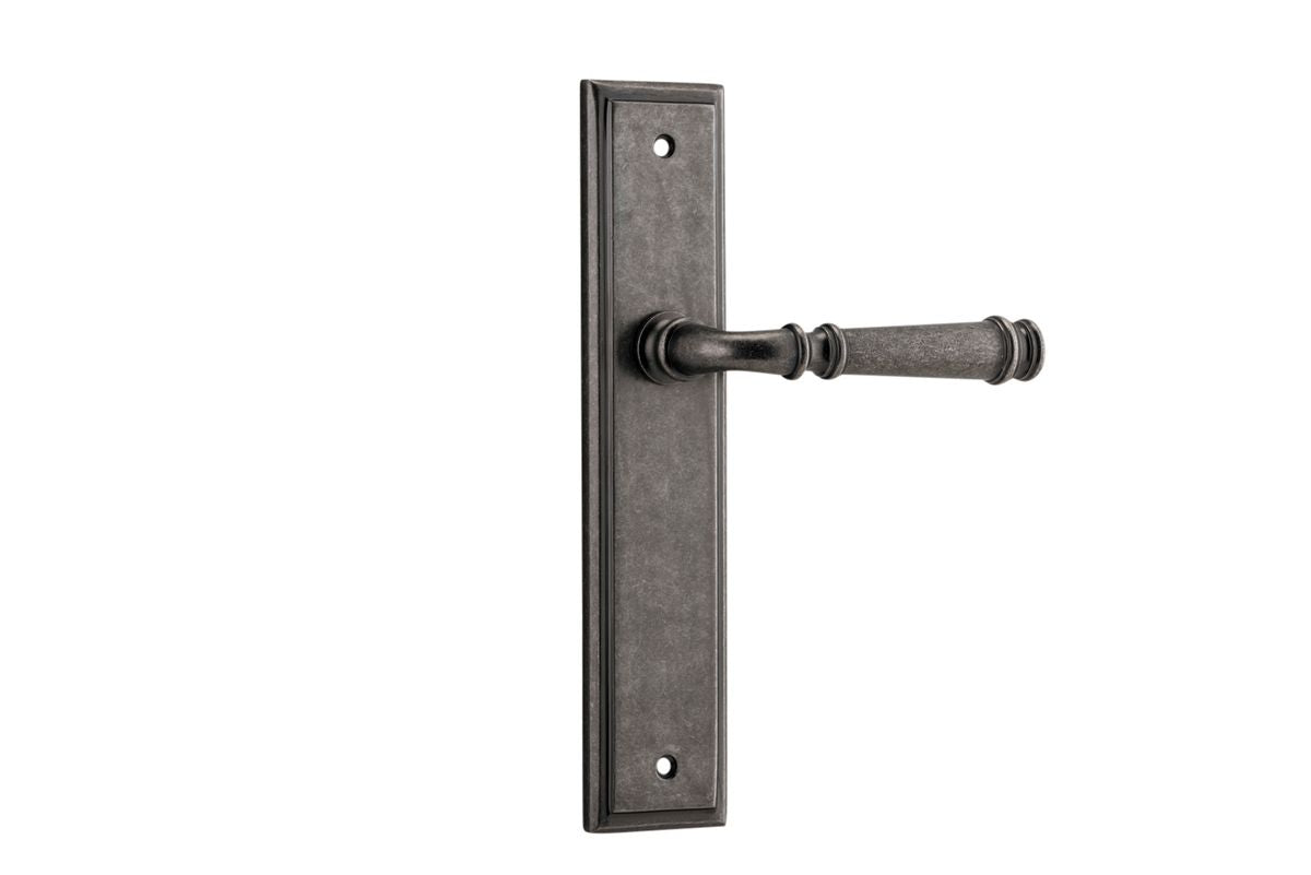 Iver Verona Door Lever Stepped Latch Pair, Passage Kit, Privacy Kit , Entrance Kit with High Security Lock- Distressed Nickel