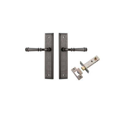Iver Verona Door Lever Stepped Latch Pair, Passage Kit, Privacy Kit , Entrance Kit with High Security Lock- Distressed Nickel