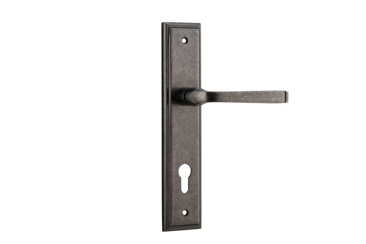 Iver Annecy Door Lever Shouldered Latch Pair, Passage Kit, Privacy Kit , Entrance Kit with High Security Lock -Distressed Nickel