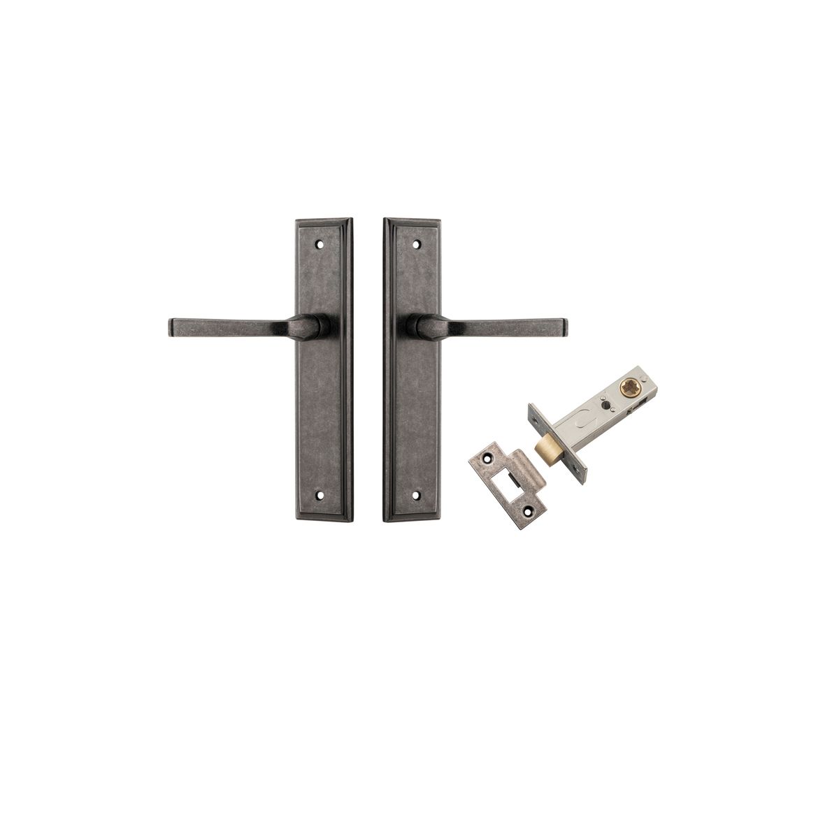Iver Annecy Door Lever Shouldered Latch Pair, Passage Kit, Privacy Kit , Entrance Kit with High Security Lock -Distressed Nickel