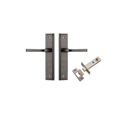 Iver Annecy Door Lever Shouldered Latch Pair, Passage Kit, Privacy Kit , Entrance Kit with High Security Lock -Distressed Nickel