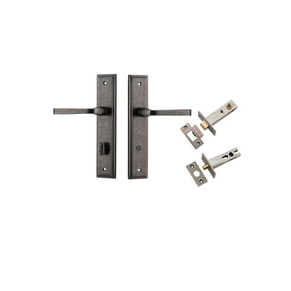 Iver Annecy Door Lever Shouldered Latch Pair, Passage Kit, Privacy Kit , Entrance Kit with High Security Lock -Distressed Nickel