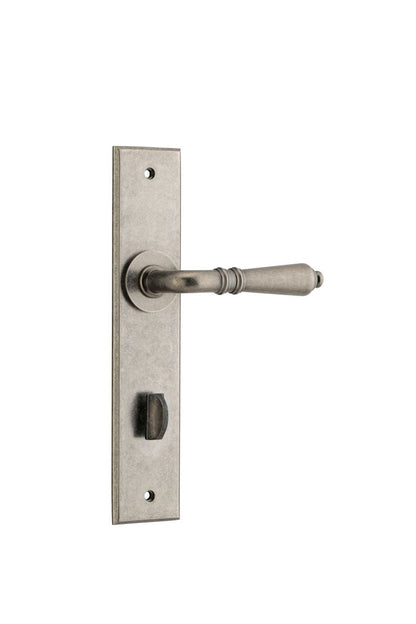 Iver Sarlat  Door Lever Chamfered Latch Pair, Passage Kit, Privacy Kit , Entrance Kit with High Security Lock - Distressed Nickel