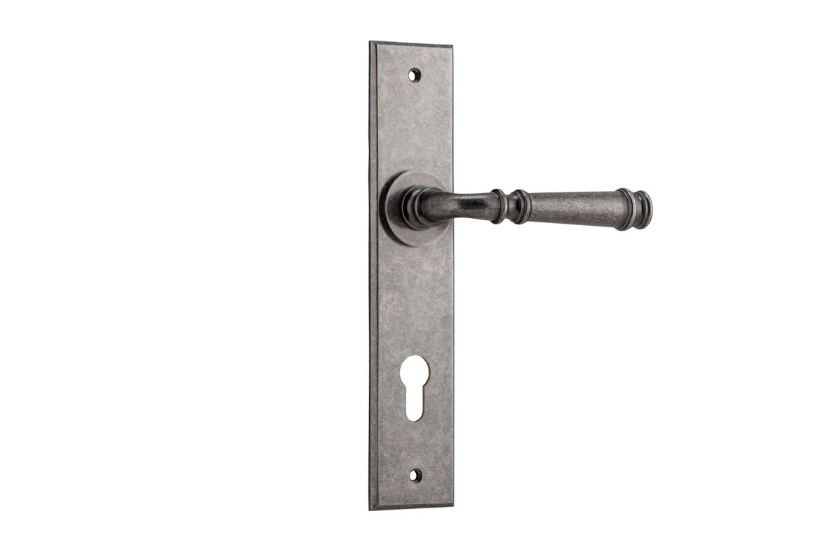 Iver Verona Door Lever Chamfered Latch Pair, Passage Kit, Privacy Kit , Entrance Kit with High Security Lock- Distressed Nickel
