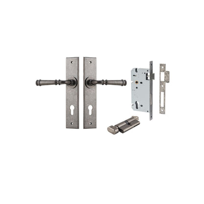 Iver Verona Door Lever Chamfered Latch Pair, Passage Kit, Privacy Kit , Entrance Kit with High Security Lock- Distressed Nickel