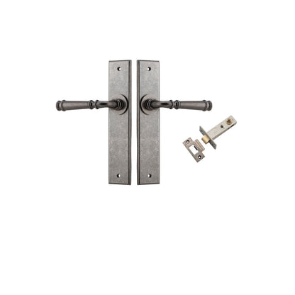 Iver Verona Door Lever Chamfered Latch Pair, Passage Kit, Privacy Kit , Entrance Kit with High Security Lock- Distressed Nickel