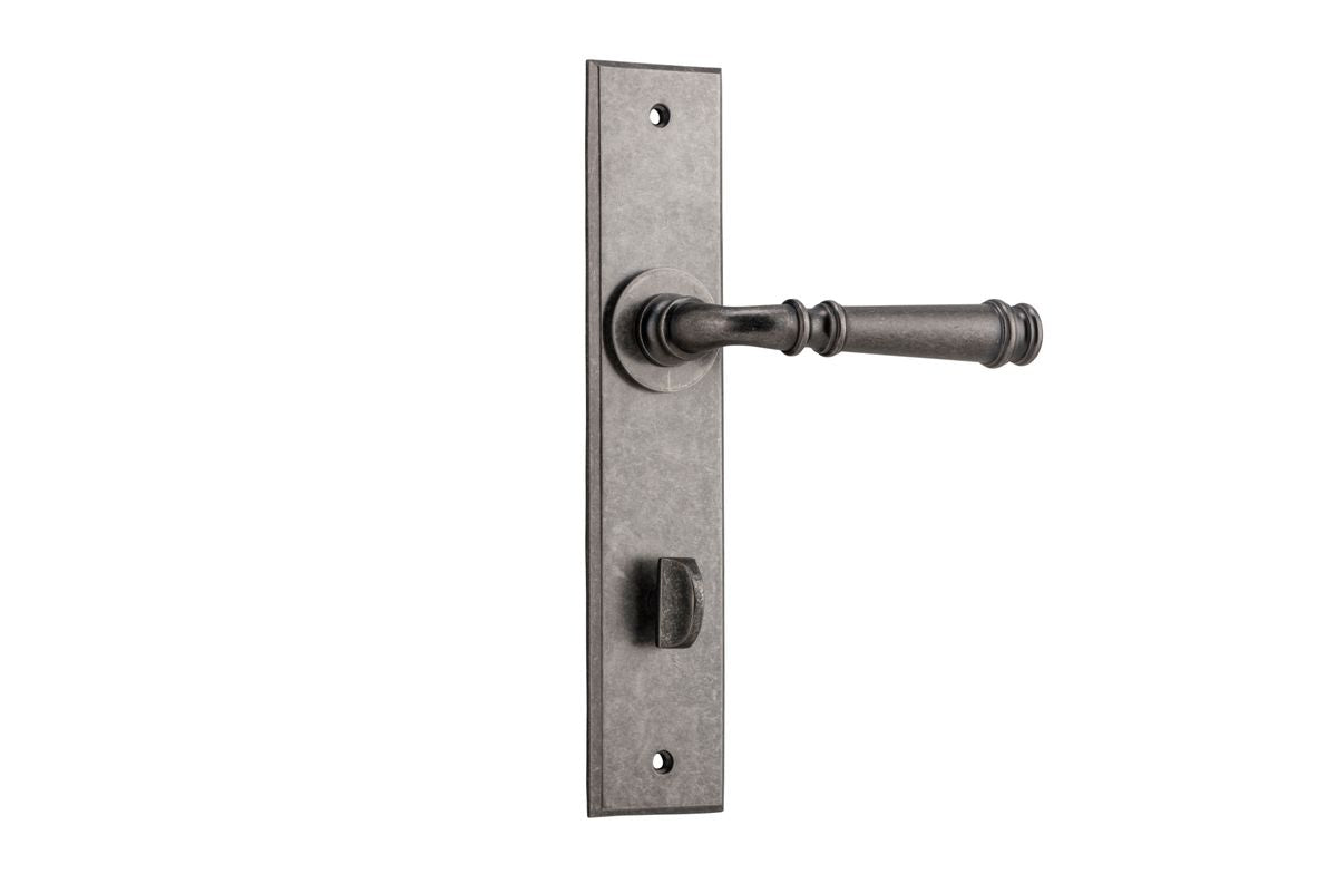 Iver Verona Door Lever Chamfered Latch Pair, Passage Kit, Privacy Kit , Entrance Kit with High Security Lock- Distressed Nickel