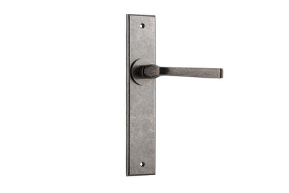 Iver Annecy Door Lever Chamfered Latch Pair, Passage Kit, Privacy Kit , Entrance Kit with High Security Lock -Distressed Nickel