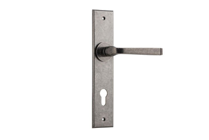 Iver Annecy Door Lever Chamfered Latch Pair, Passage Kit, Privacy Kit , Entrance Kit with High Security Lock -Distressed Nickel
