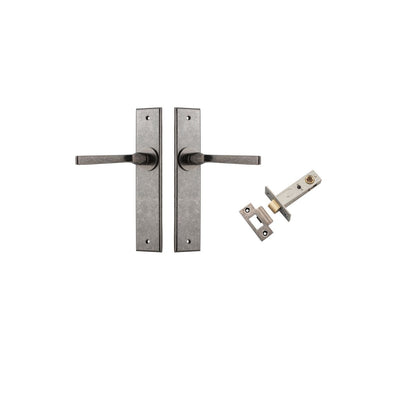Iver Annecy Door Lever Chamfered Latch Pair, Passage Kit, Privacy Kit , Entrance Kit with High Security Lock -Distressed Nickel