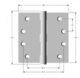 Lohala Hinge Stainless Steel 304 ,Heavy Duty 100mm x 100mm x 3.0mm & 100mm x 75mm x 3.0mm ,8mm Pin 3.5mm Clearance Fixed Button Pin Satin