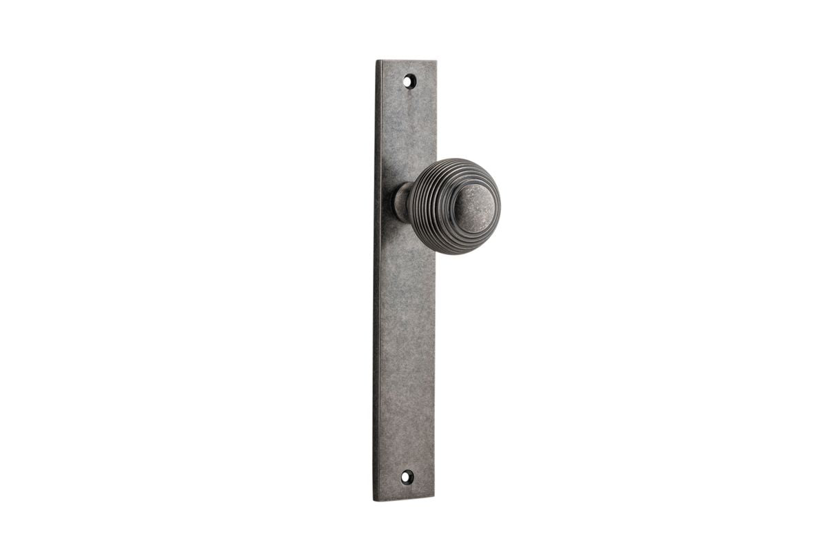 Iver Guildford Door Knob Rectangular Latch Pair, Passage Kit, Privacy Kit , Entrance Kit with High Security Lock - Distressed Nickel