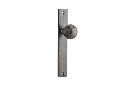 Iver Guildford Door Knob Rectangular Latch Pair, Passage Kit, Privacy Kit , Entrance Kit with High Security Lock - Distressed Nickel
