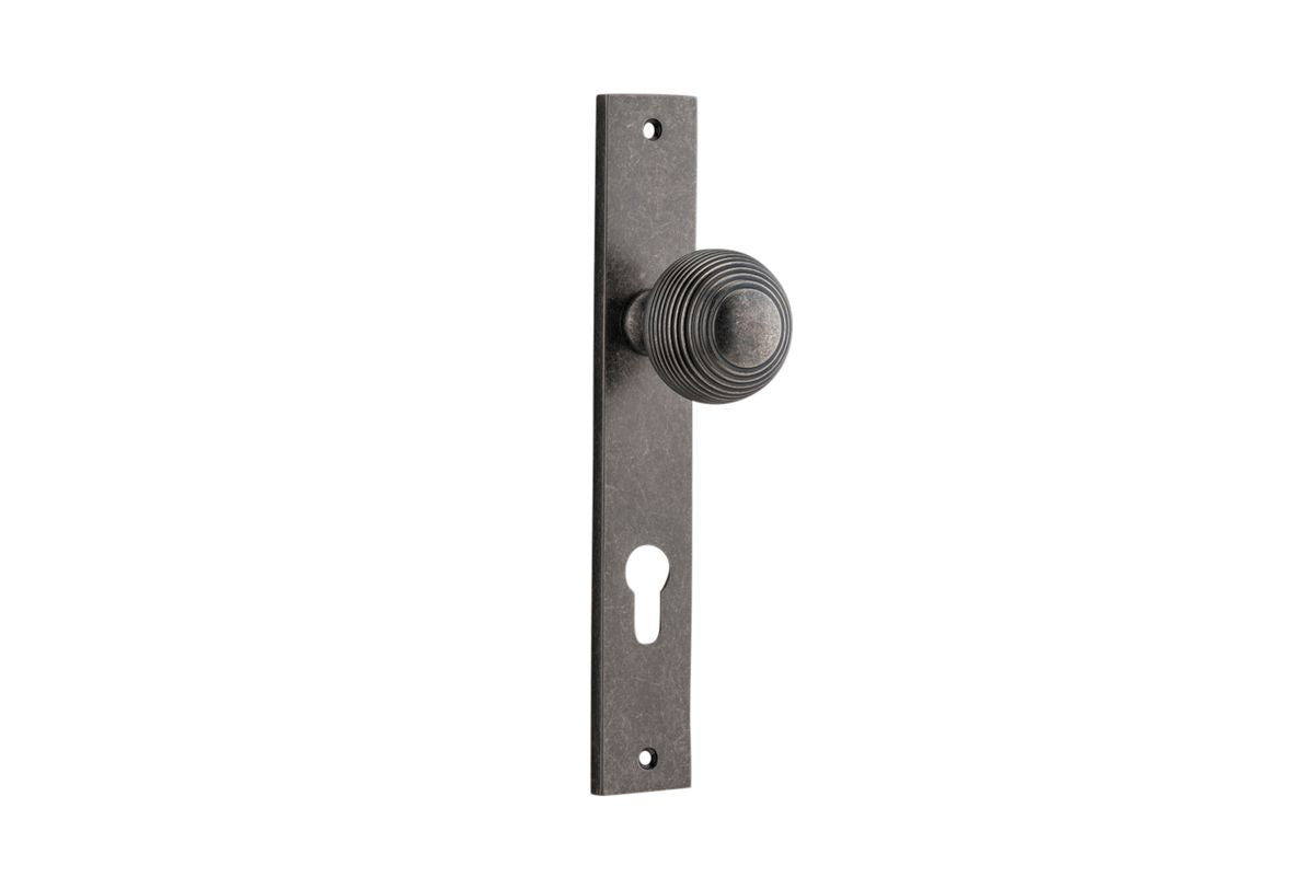 Iver Guildford Door Knob Rectangular Latch Pair, Passage Kit, Privacy Kit , Entrance Kit with High Security Lock - Distressed Nickel