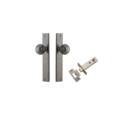 Iver Guildford Door Knob Rectangular Latch Pair, Passage Kit, Privacy Kit , Entrance Kit with High Security Lock - Distressed Nickel