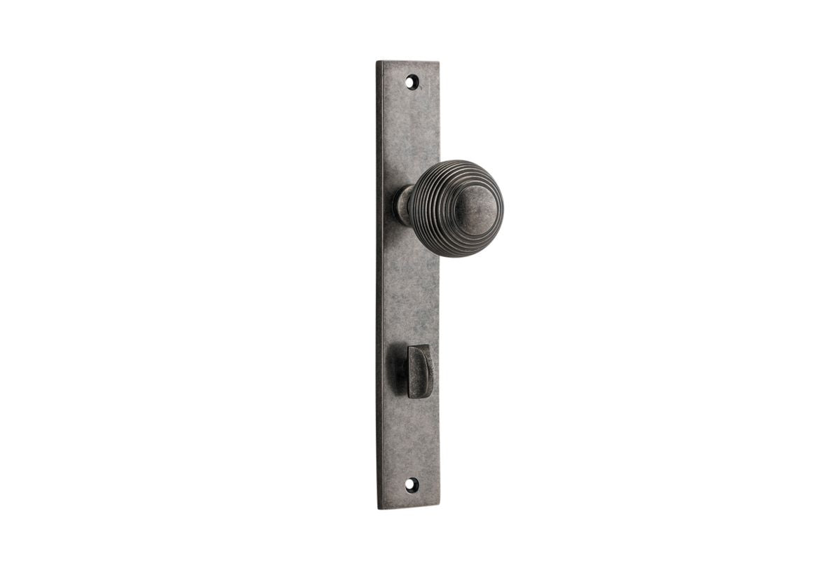 Iver Guildford Door Knob Rectangular Latch Pair, Passage Kit, Privacy Kit , Entrance Kit with High Security Lock - Distressed Nickel