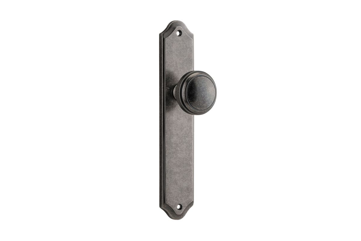 Iver Paddington  Door Knob Shouldered Latch Pair, Passage Kit, Privacy Kit , Entrance Kit with High Security Lock - Distressed Nickel